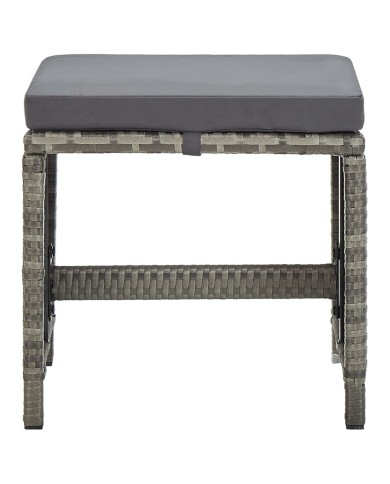 Tabourets de jardin 4 pcs avec coussins Résine tressée Gris