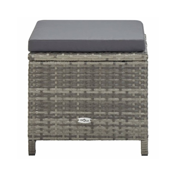 Tabourets de jardin 4 pcs avec coussins Résine tressée Gris