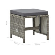 Tabourets de jardin 4 pcs avec coussins Résine tressée Gris
