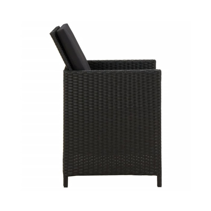 Chaises de jardin 2 pcs avec coussins Résine tressée Noir