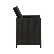 Chaises de jardin 2 pcs avec coussins Résine tressée Noir