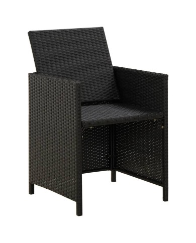 Chaises de jardin 2 pcs avec coussins Résine tressée Noir