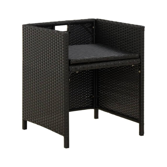 Chaises de jardin 2 pcs avec coussins Résine tressée Noir