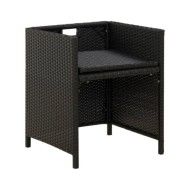 Chaises de jardin 2 pcs avec coussins Résine tressée Noir