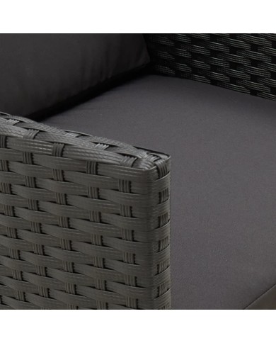 Chaises de jardin 2 pcs avec coussins Résine tressée Noir