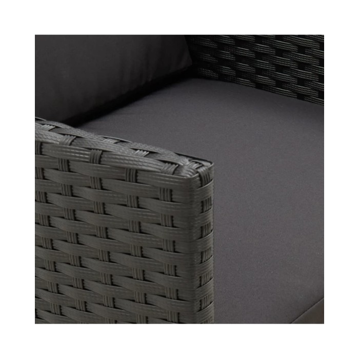 Chaises de jardin 2 pcs avec coussins Résine tressée Noir