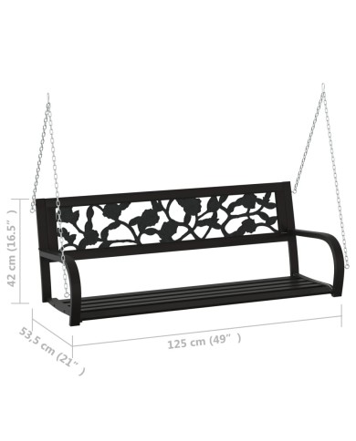 Balancelle de jardin 125 cm Acier et plastique Noir