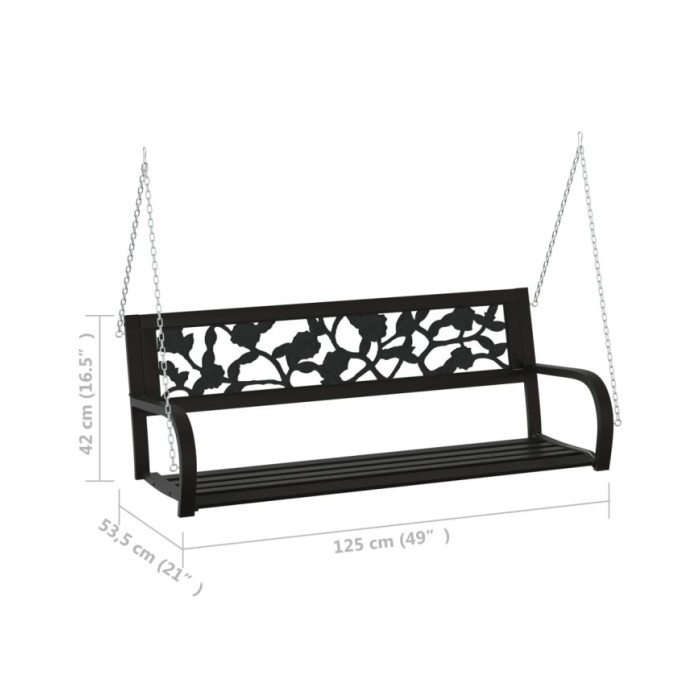 Balancelle de jardin 125 cm Acier et plastique Noir