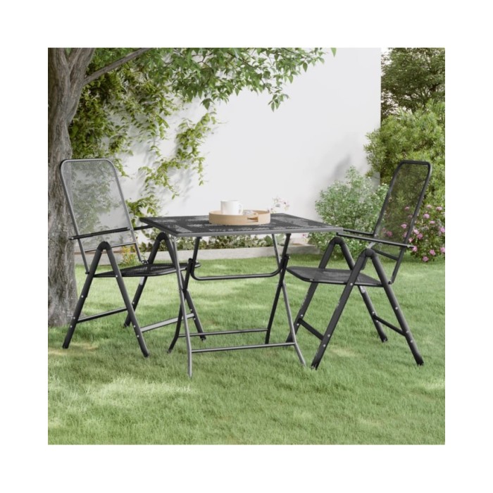 Table de jardin 80x80x72 cm Maille métallique Anthracite