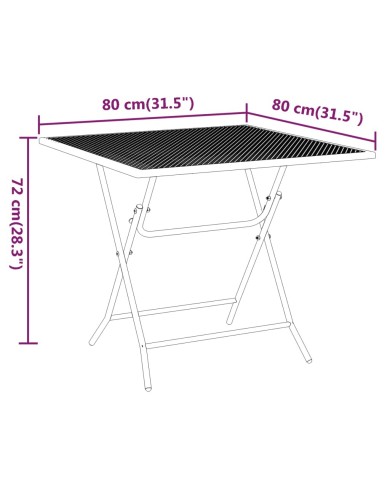 Table de jardin 80x80x72 cm Maille métallique Anthracite