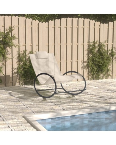 Chaise longue avec oreiller Acier et textilène Crème