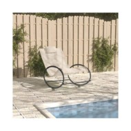 Chaise longue avec oreiller Acier et textilène Crème