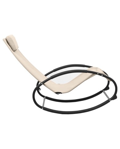 Chaise longue avec oreiller Acier et textilène Crème