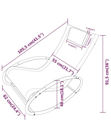 Chaise longue avec oreiller Acier et textilène Crème