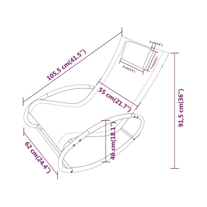 Chaise longue avec oreiller Acier et textilène Crème