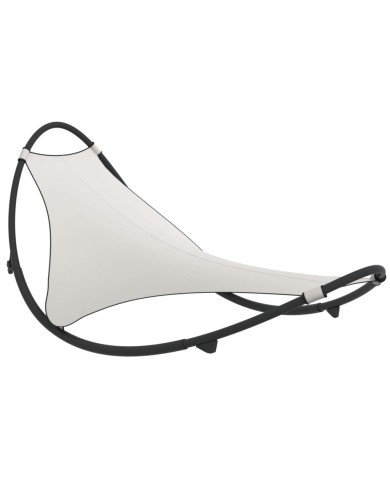 Chaise longue à bascule avec roues Acier et textilène Crème