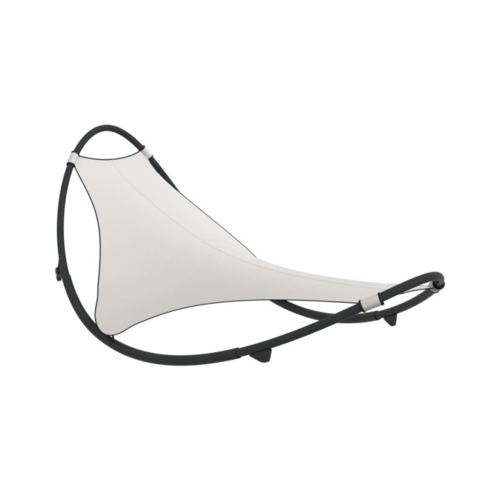 Chaise longue à bascule avec roues Acier et textilène Crème