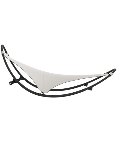 Chaise longue à bascule avec roues Acier et textilène Crème