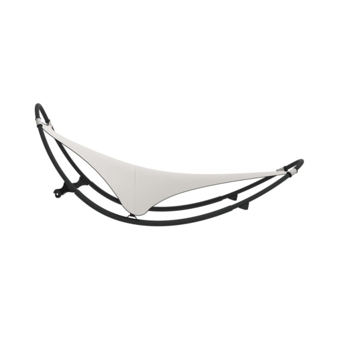 Chaise longue à bascule avec roues Acier et textilène Crème