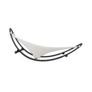 Chaise longue à bascule avec roues Acier et textilène Crème
