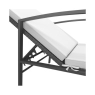Chaise longue de jardin avec coussin Résine tressée Noir