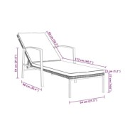 Chaise longue de jardin avec coussin Résine tressée Noir