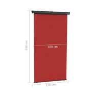 Auvent latéral de balcon 170x250 cm Rouge