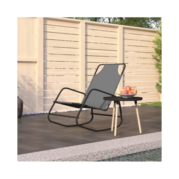 Chaise longue à bascule Gris Acier et textilène