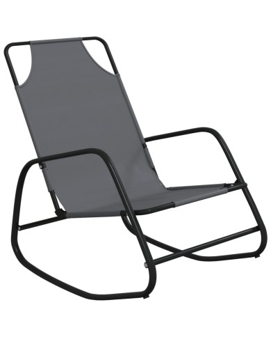 Chaise longue à bascule Gris Acier et textilène