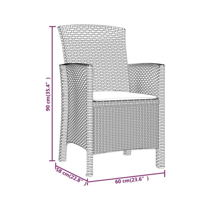 Chaise de jardin avec coussin Rotin PP Marron