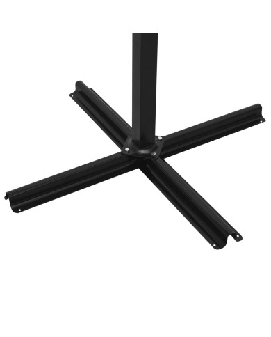Parasol suspendu avec mât en bois 300 cm Blanc sable