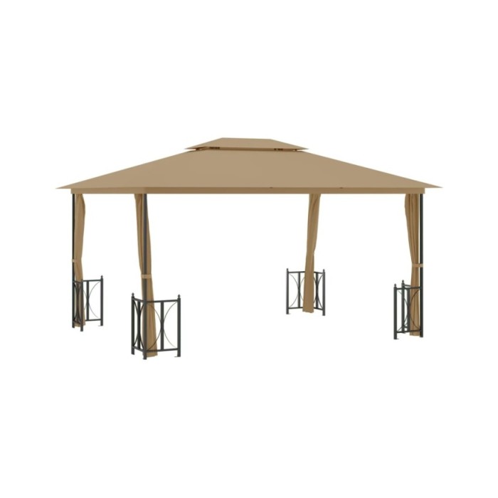 Tonnelle avec parois et toit double 3x4 m Taupe