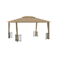 Tonnelle avec parois et toit double 3x4 m Taupe