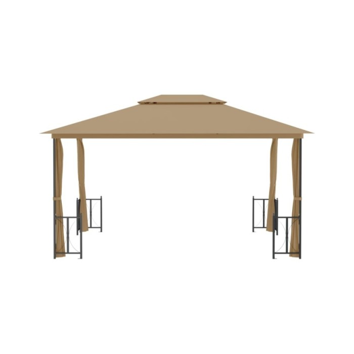 Tonnelle avec parois et toit double 3x4 m Taupe