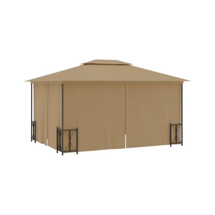 Tonnelle avec parois et toit double 3x4 m Taupe