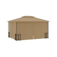 Tonnelle avec parois et toit double 3x4 m Taupe