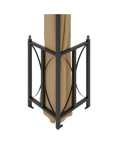 Tonnelle avec parois et toit double 3x4 m Taupe