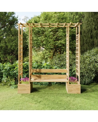 Pergola de jardin avec banc et jardinières Bois de pin imprégné