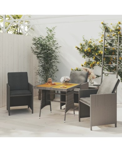 Table de jardin Gris 70x70x72 cm Résine tressée et acacia