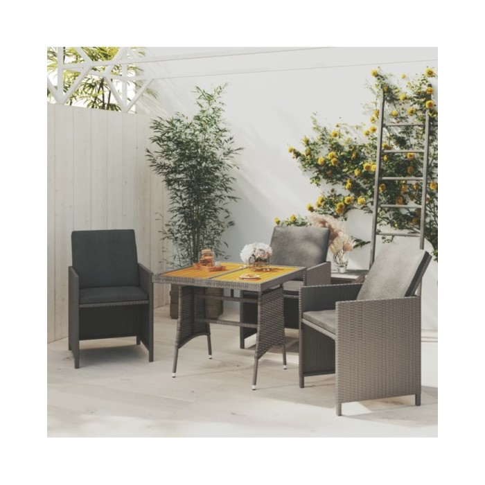 Table de jardin Gris 70x70x72 cm Résine tressée et acacia