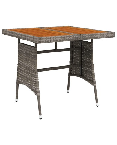 Table de jardin Gris 70x70x72 cm Résine tressée et acacia