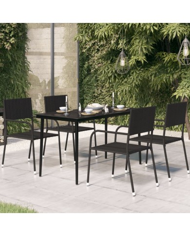 Table à dîner de jardin Noir 140x70x74 cm Acier et verre