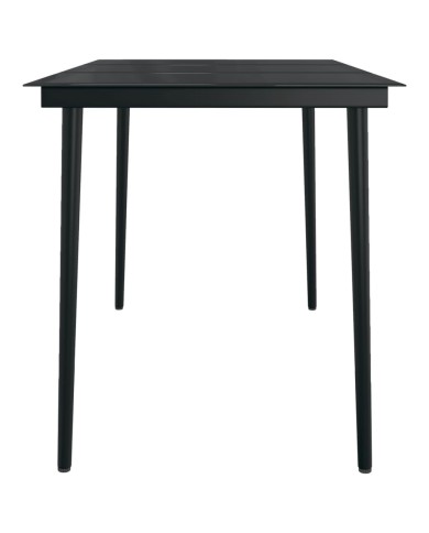 Table à dîner de jardin Noir 140x70x74 cm Acier et verre