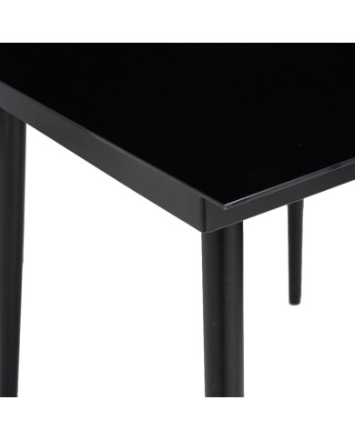 Table à dîner de jardin Noir 140x70x74 cm Acier et verre