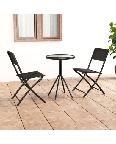 Ensemble de bistro 3 pcs Acier Noir