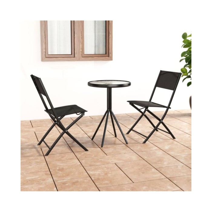Ensemble de bistro 3 pcs Acier Noir