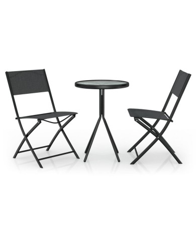 Ensemble de bistro 3 pcs Acier Noir