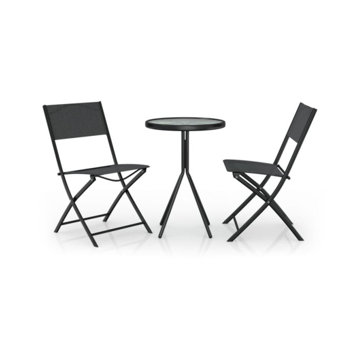 Ensemble de bistro 3 pcs Acier Noir