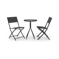Ensemble de bistro 3 pcs Acier Noir