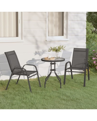 Ensemble de bistro de jardin 3 pcs Gris